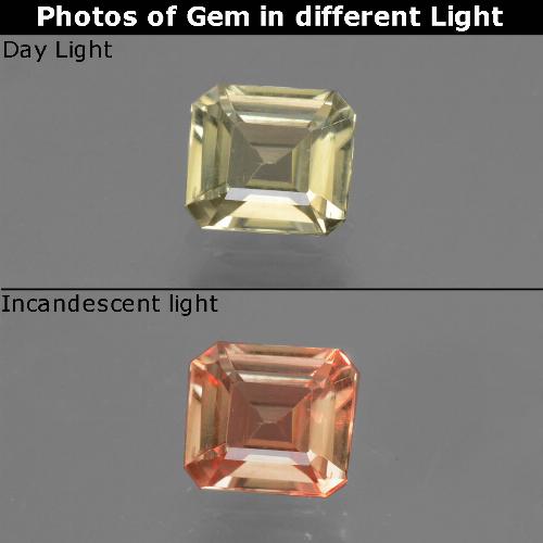 Amarillo muy claro Diásporo con Cambio de Color Gema - 0.7ct Forma octagonal (ID: 439970)