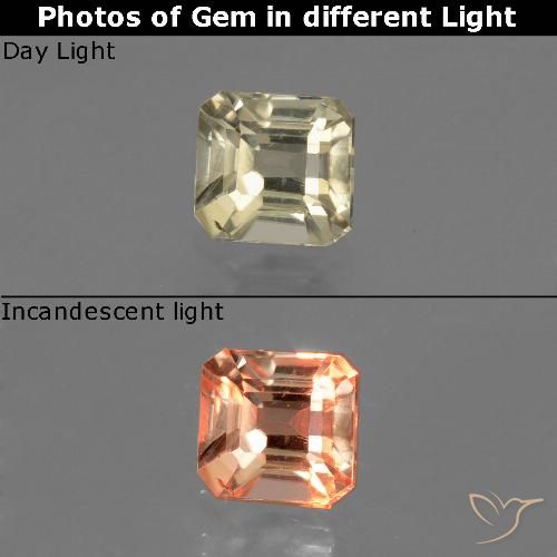 0.77ct Natural Very Light Yellow Color-Change Diaspore, Emerald Cut, VS