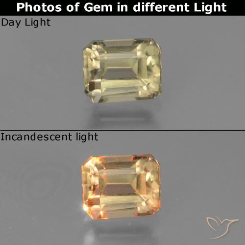 0.96ct Natural Yellow Beige Color-Change Diaspore, Emerald Cut, VVS-VS
