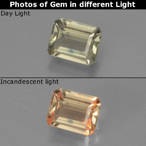 Very Light Yellow Color-Change Diaspore Gem - 0.8ct Octagon Facet (ID: 440023)