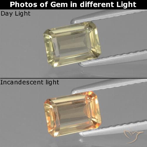 0.86ct Natural Very Light Yellow Color-Change Diaspore, Emerald Cut, VVS-VS