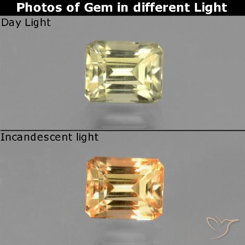 0,95 ct octagonschliff gelber Farbwechselnder Diaspor aus der Türkei, Größe 5,7 x 4,6mm, natürlicher Edelstein, VS Reinheit, 1 Stück octagonschliff Farbwechselnder Diaspor, Mohs-Härte von 6,5 - 7 Geeignet für den täglichen Gebrauch im Schmuck , Photo A