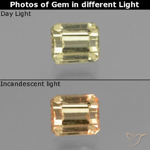 1.09ct Natural Light Yellow Color-Change Diaspore, Emerald Cut, VS