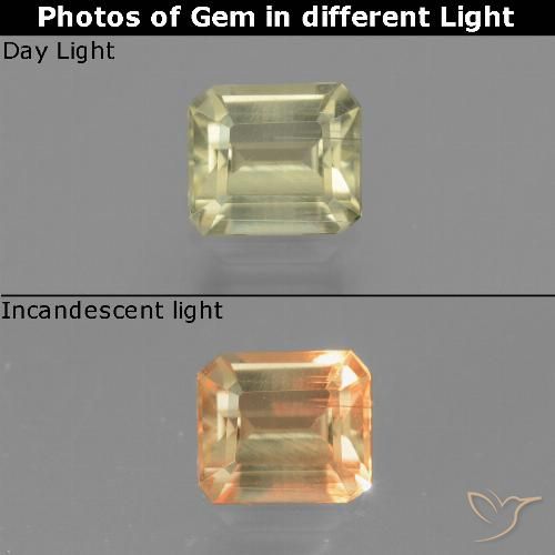 0.81ct Natural Mellow Yellow Color-Change Diaspore, Emerald Cut, VS