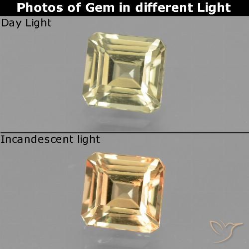 0.97ct Natural Pale Yellow Color-Change Diaspore, Emerald Cut, VS