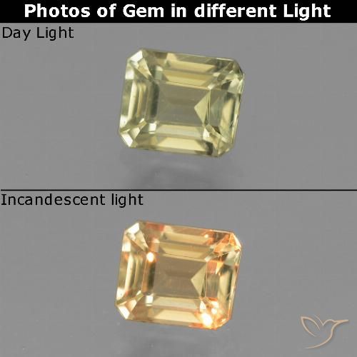 1.01ct Natural Mellow Yellow Color-Change Diaspore, Emerald Cut, VS