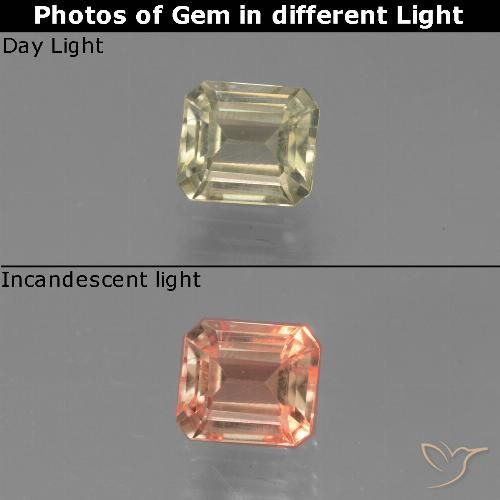0.80ct Natural Warm Yellow Color-Change Diaspore, Emerald Cut, VVS-VS