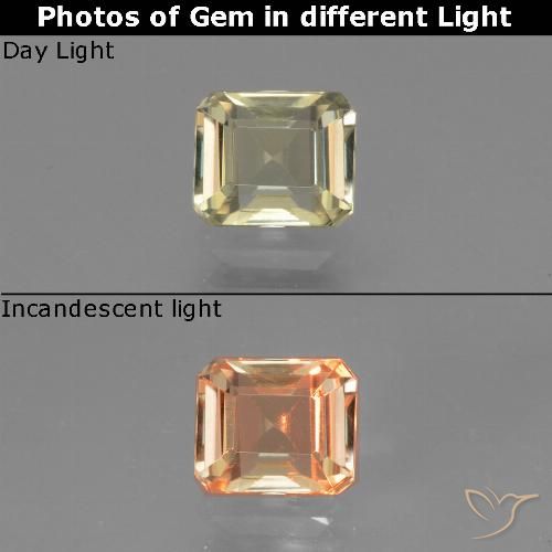 0.95ct Natural Pale Yellow Color-Change Diaspore, Emerald Cut, VVS-VS