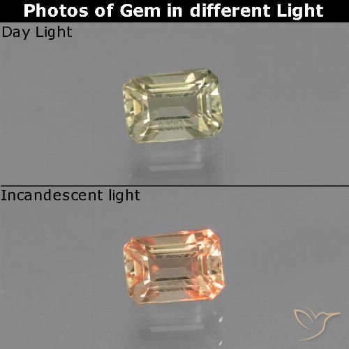 0.83ct Natural Very Pale Yellow Color-Change Diaspore, Emerald Cut, VVS-VS