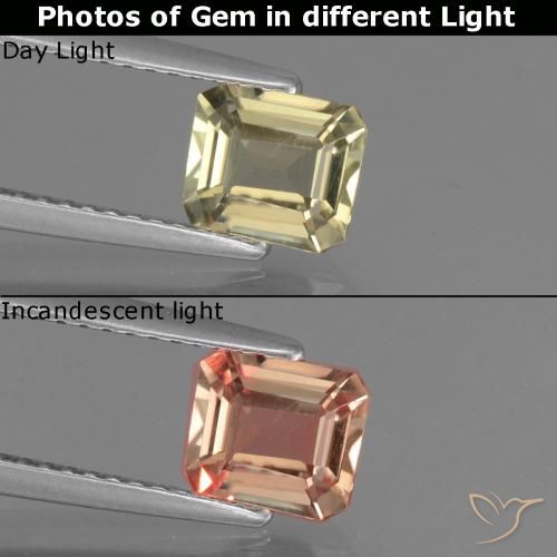 0.98ct Natural Very Light Golden-Yellow Color-Change Diaspore, Emerald Cut, VS