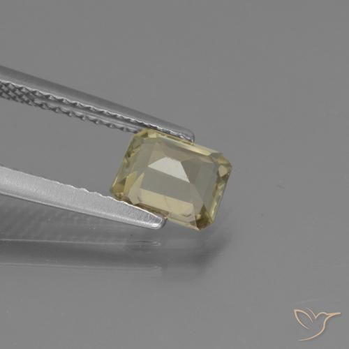 Color-Change Diaspore Gemstone in 6.4 x 5.6 mm Size for Sale, Color-Change Diaspore Stone in Very Light Golden-Yellow Color