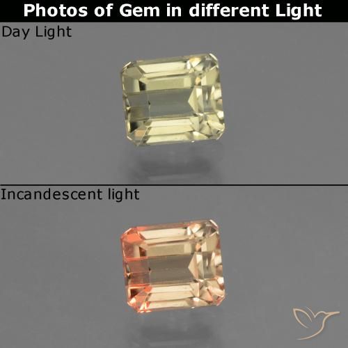 1.07ct Natural Very Light Yellow Color-Change Diaspore, Emerald Cut, VS