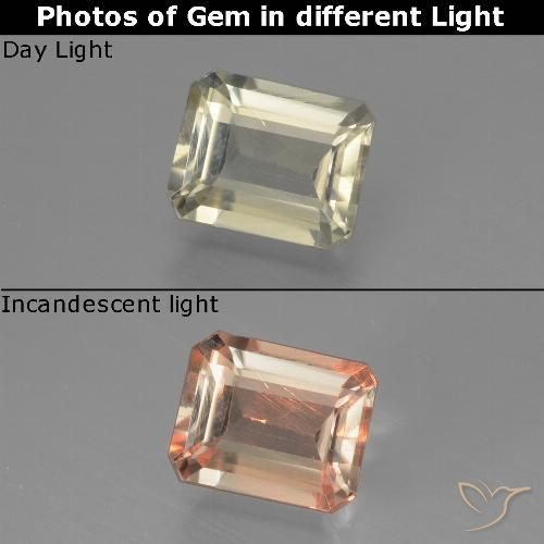 0.85ct Natural Very Light Yellow Color-Change Diaspore, Emerald Cut, VS
