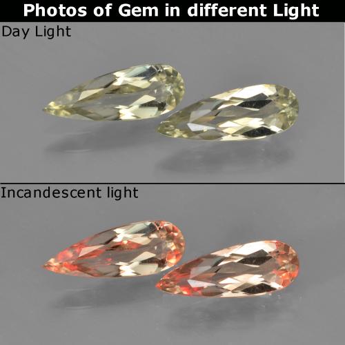 Very Light Yellow Farbwechselnder Diaspor Edelstein - 0.8ct Birnen Schliff (ID: 451567)
