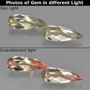 Very Light Yellow Color-Change Diaspore Gem - 1.3ct Pear Facet (ID: 451572)
