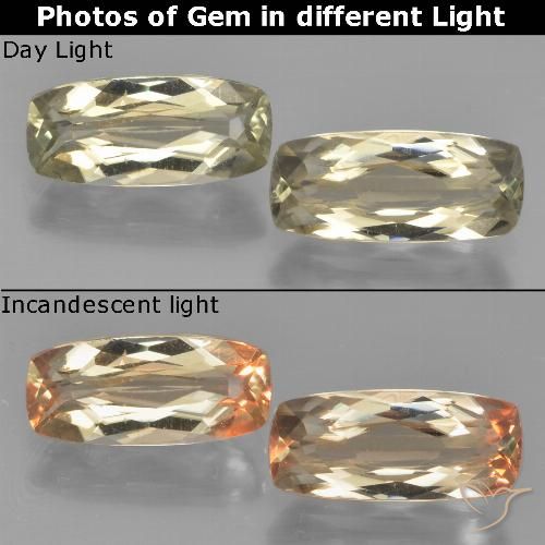 2.45ctw Natural Very Light Yellow Color-Change Diaspore, Cushion, VVS-VS