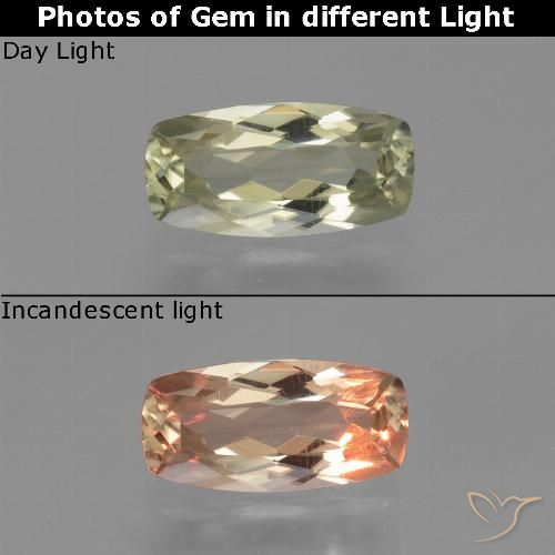 1.08ct Natural Very Light Yellow Color-Change Diaspore, Cushion, VVS
