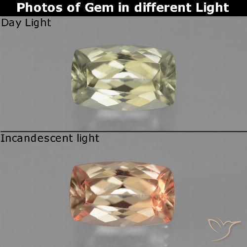 1.27ct Natural Very Light Yellow Color-Change Diaspore, Cushion, VVS-VS