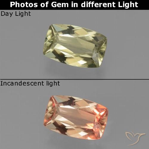 1.05ct Natural Very Light Golden-Yellow Color-Change Diaspore, Cushion, VVS-VS