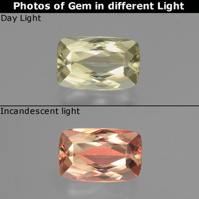 1.43 ct Color-Change Color-Change Diaspore Gemstone, Color-Change Diaspore Gem in Cushion-Cut Shape for Sale.
