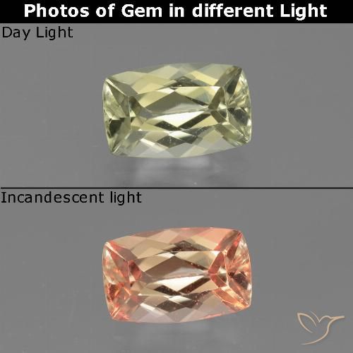 1.32ct Natural Very Light Yellow Color-Change Diaspore, Cushion, VVS-VS
