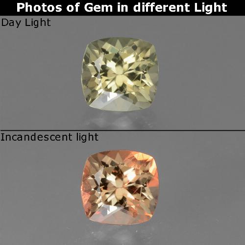 Beige amarillo Diásporo con Cambio de Color Gema - 0.9ct Corte en Forma Cojín (ID: 452164)