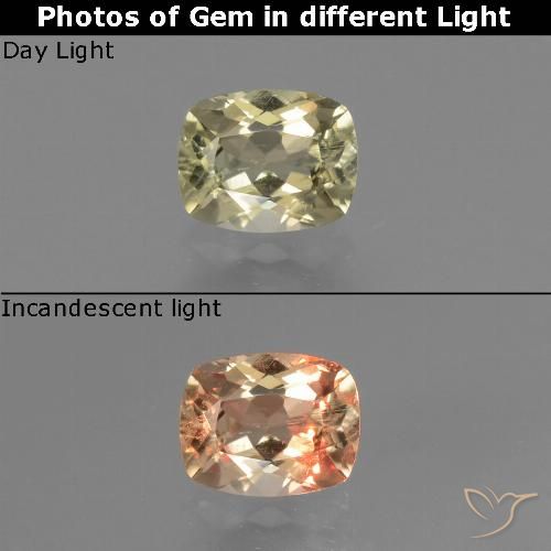 0.72ct Natural Very Light Yellow Color-Change Diaspore, Cushion, VS