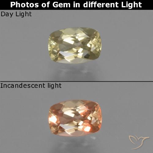 0.68ct Natural Very Light Yellow Color-Change Diaspore, Cushion, VS