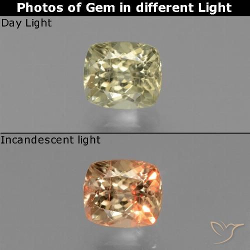 0.86ct Natural Pale Yellow Color-Change Diaspore, Cushion, VS