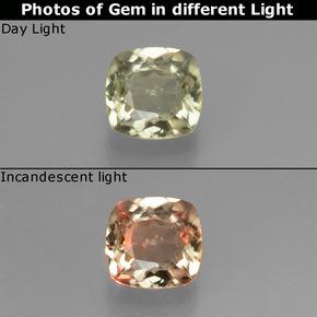 Very Light Golden-Yellow Color-Change Diaspore Gem - 0.7ct Cushion-Cut (ID: 452175)