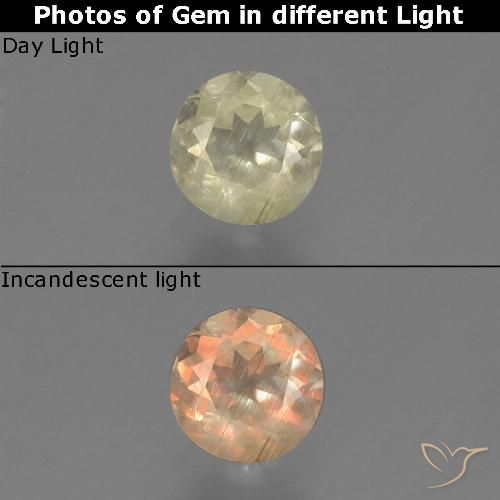 0.50ct Natural Light Yellow Color-Change Diaspore, Round, VS