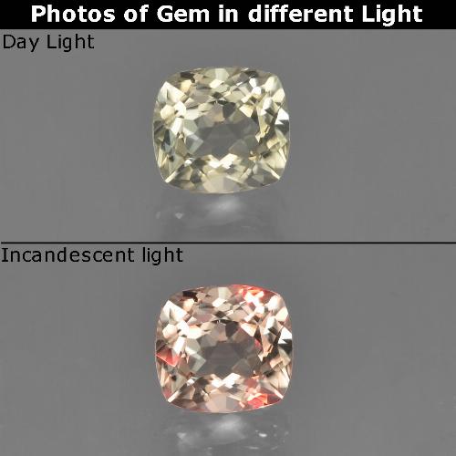 Very Light Golden-Yellow Farbwechselnder Diaspor Edelstein - 0.8ct Kissenschliff (ID: 452440)