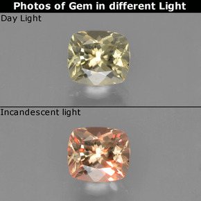 0.85 ct Multicolor Color-Change Diaspore Gemstone, Color-Change Diaspore Gem in Cushion-Cut Shape for Sale.