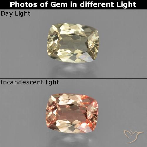 0.87ct Natural Very Light Yellow Color-Change Diaspore, Cushion, VVS-VS