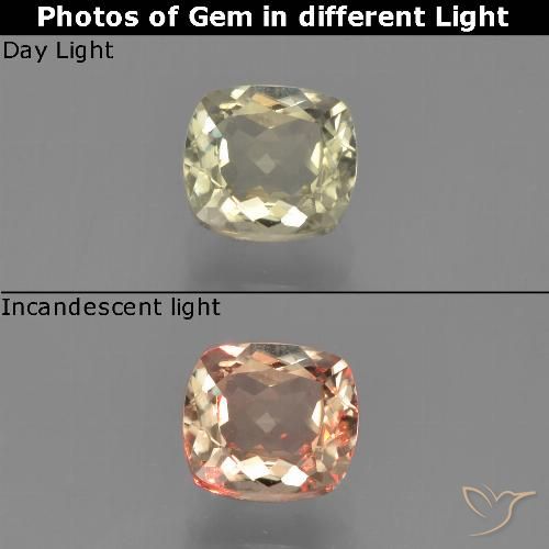 0.81ct Natural Very Light Yellow Color-Change Diaspore, Cushion, VVS-VS
