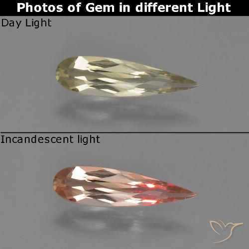 0.82ct Natural Earthy Yellow Color-Change Diaspore, Pear Shape, VVS-VS