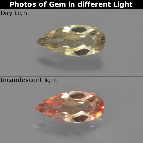 Warm Yellow Color-Change Diaspore Gem - 0.6ct Pear Facet (ID: 453896)