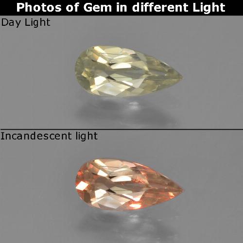Yellow Beige Color-Change Diaspore Gem - 0.6ct Pear Facet (ID: 453898)
