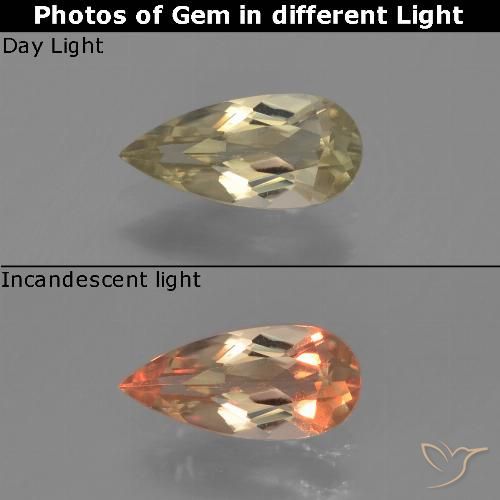 0.74ct Natural Warm Yellow Color-Change Diaspore, Pear Shape, VS