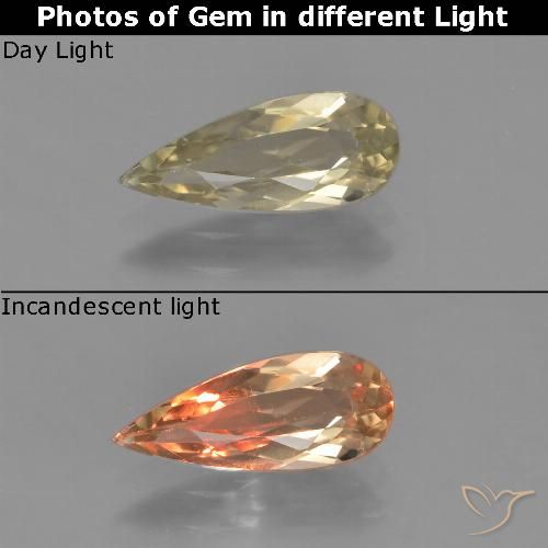 1.14ct Natural Warm Yellow Color-Change Diaspore, Pear Shape, VS