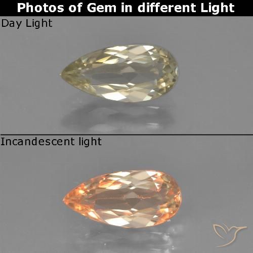 1.22ct Natural Earthy Yellow Color-Change Diaspore, Pear Shape, VVS-VS