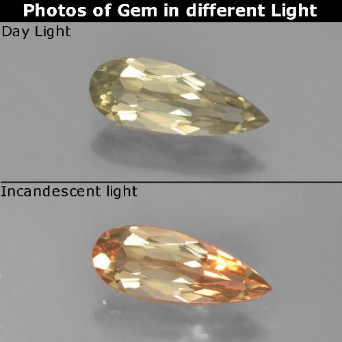 Warm Yellow Color-Change Diaspore Gem - 1.3ct Pear Facet (ID: 453933)