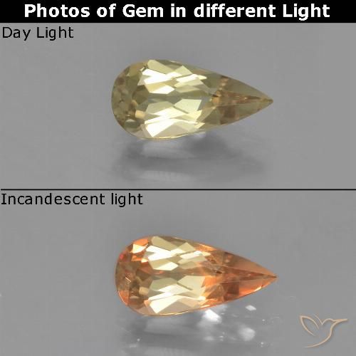 1.08ct Natural Warm Yellow Color-Change Diaspore, Pear Shape, VVS-VS