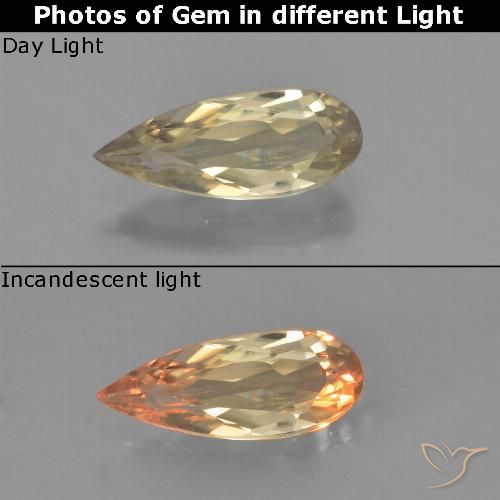 1.40ct Natural Earthy Yellow Color-Change Diaspore, Pear Shape, VVS-VS