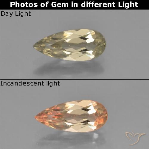 1.15ct Natural Warm Yellow Color-Change Diaspore, Pear Shape, VVS-VS