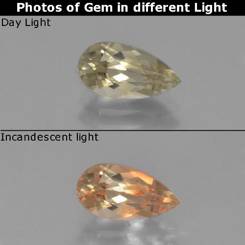 Light Yellow Color-Change Diaspore Gem - 1.3ct Pear Facet (ID: 453937)