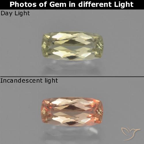 1.01ct Natural Light Yellow Color-Change Diaspore, Cushion, VVS