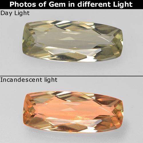 Beige amarillo Diásporo con Cambio de Color Gema - 1.3ct Corte en Forma Cojín (ID: 454006)