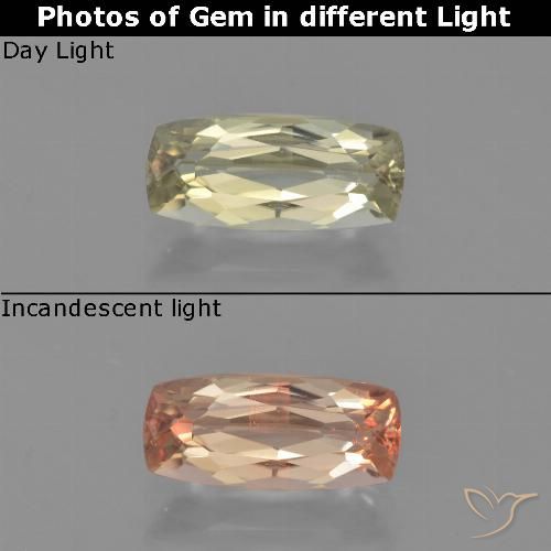 1.24ct Natural Very Pale Yellow Color-Change Diaspore, Cushion, VVS