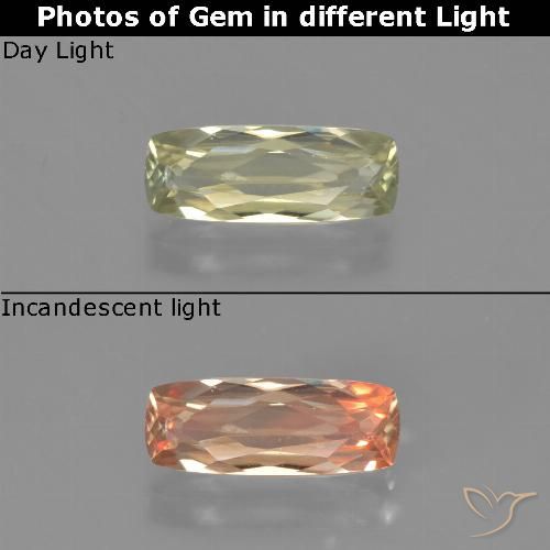 1.07ct Natural Very Light Golden-Yellow Color-Change Diaspore, Cushion, VVS